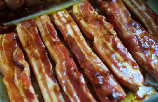 Marinated pork belly rassher