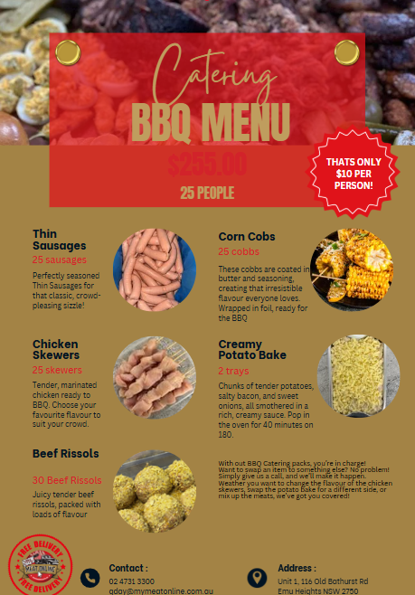 BBQ Catering Menu - 25 people