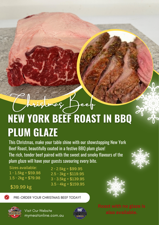 CHRISTMAS PREORDER:  New York Beef Roast in BBQ Plum Glaze