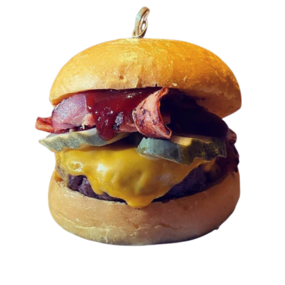 Beef Burger with Bacon, Pickles, cheese