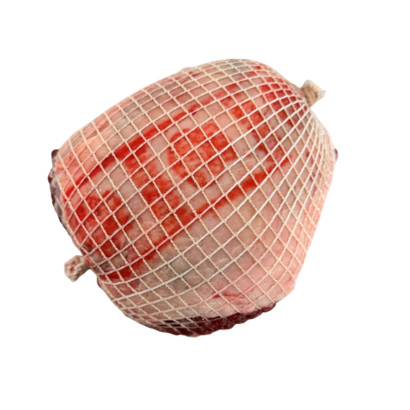 Lamb Leg Boneless Roast 1.6 - 1.8kg wrapped in netting, ready for cooking.