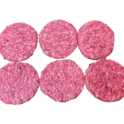 The Long Weekend Pack - Perfect for Families & BBQ Lovers featuring six beef patties arranged on a white background.