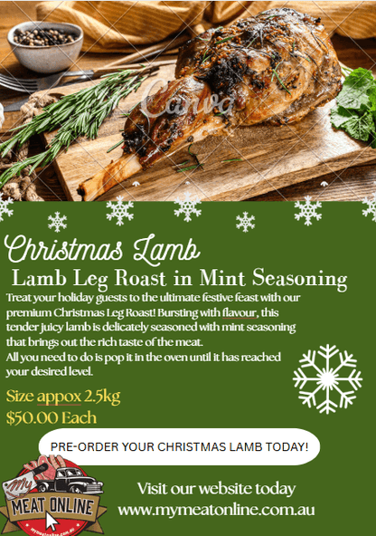 CHRISTMAS PREORDER:  Lamb Leg Roast in Mint Seasoning