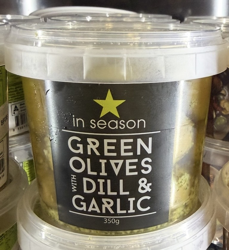 In Season Green Olives with Dill & Garlic