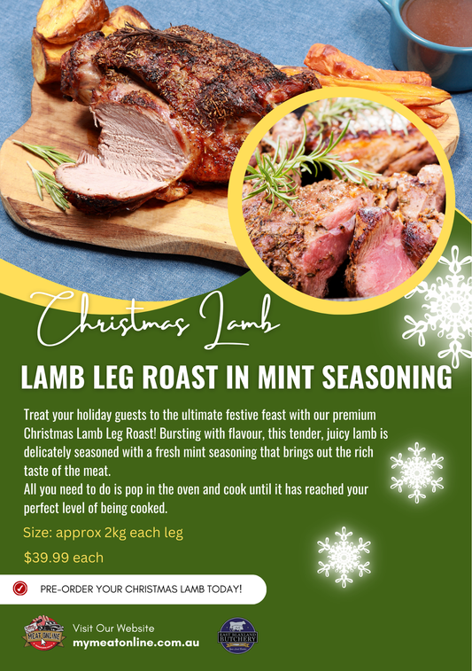 CHRISTMAS PREORDER:  Lamb Leg Roast in Mint Seasoning