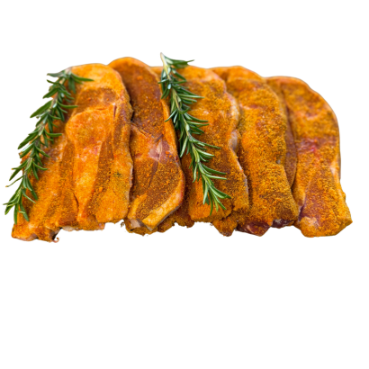 2Kgs Marinated Lamb Chops seasoned with spices and garnished with fresh rosemary.