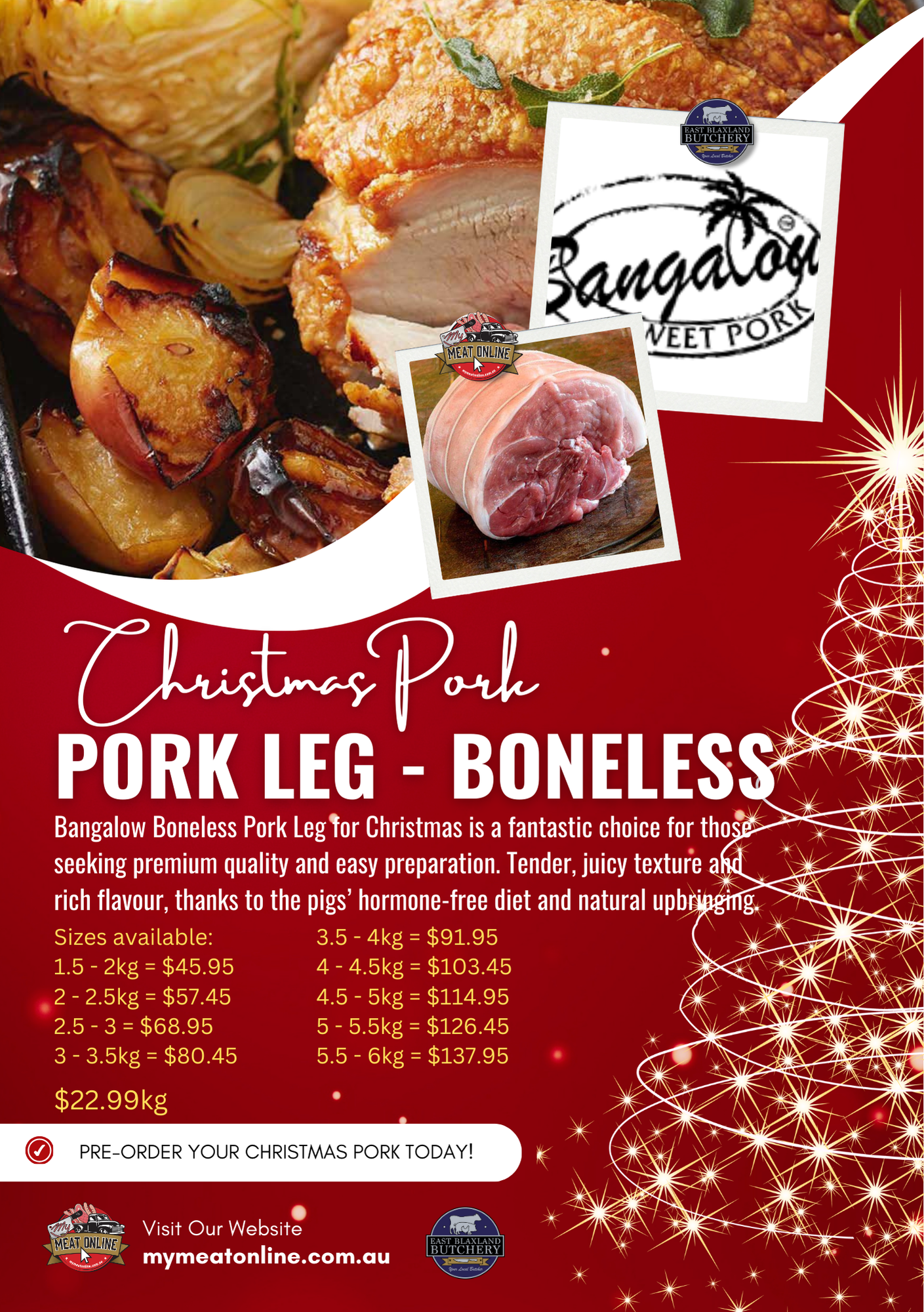 CHRISTMAS PREORDER:  Bangalow - Pork Leg - Boneless