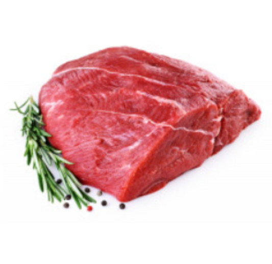 Ebony Black Angus Rostbiff with fresh rosemary and black peppercorns on a white background