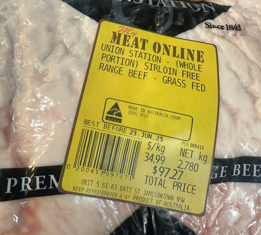 Union Station - (whole portion) Sirloin Free Range Beef - Grass Fed - 2.780kg