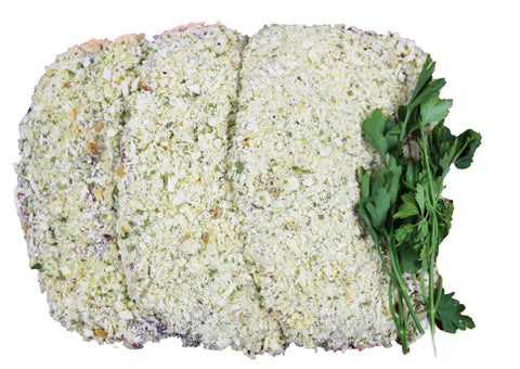 Crumbed Veal Schnitzel with Parmesan, Spinach and Pepper