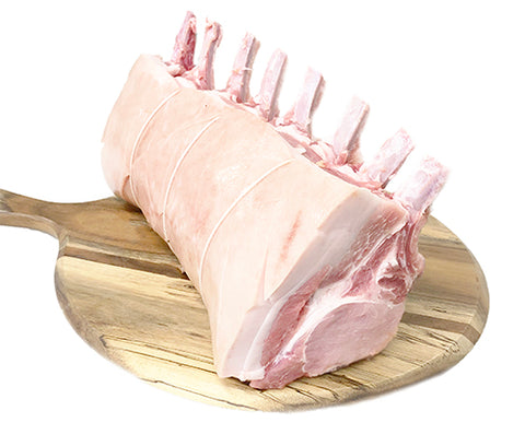 8 Rib Pork Rack, Rind On Min. Buy 3kg